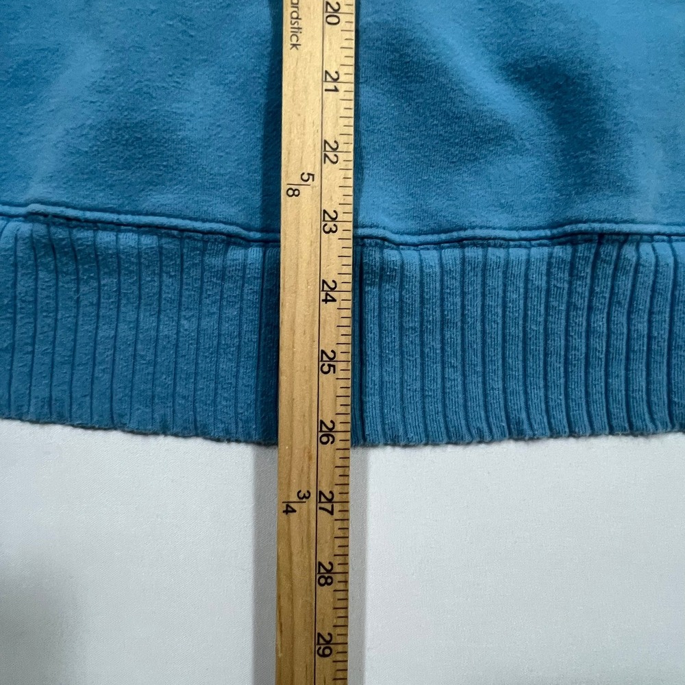 American Eagle Hoodie Oversized Ribbed Fleece Pullover Blue Split Hem Women L - Picture 6 of 14
